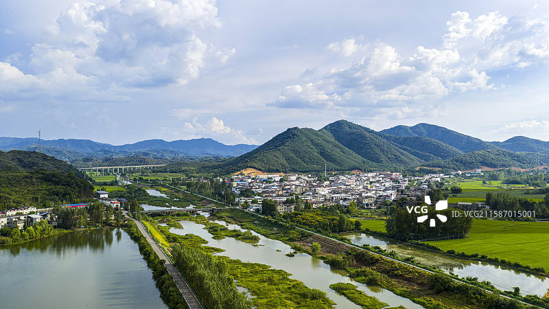 航拍安徽省池州市贵池区唐田镇风光图片素材