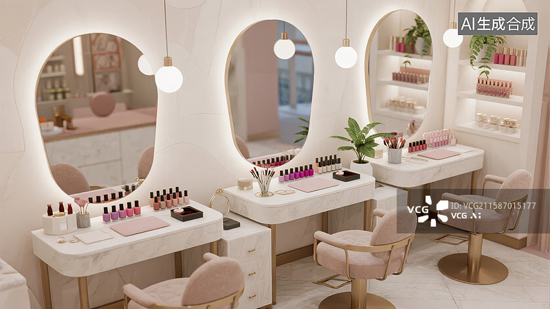 【AI数字艺术】现代美容工作室内部装饰图片素材