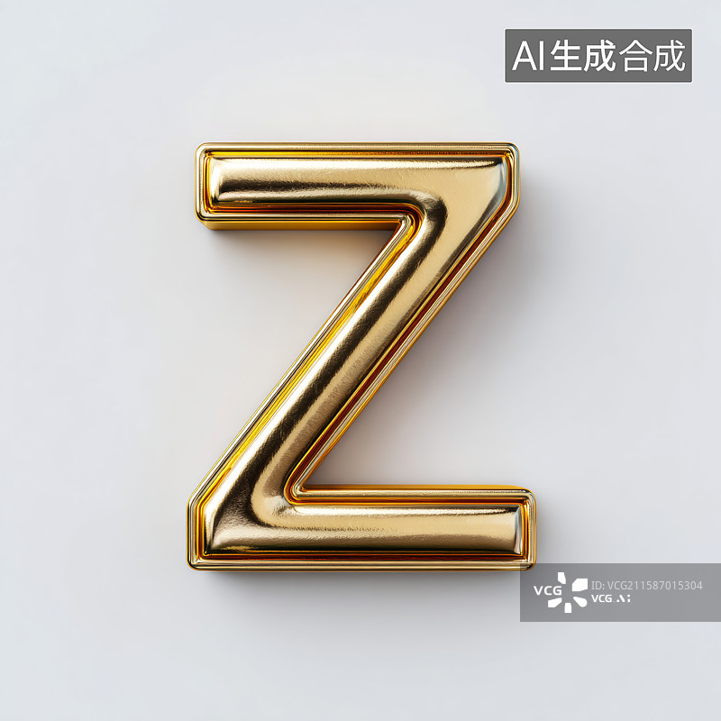 【AI数字艺术】金色立体大写字母Z图片素材