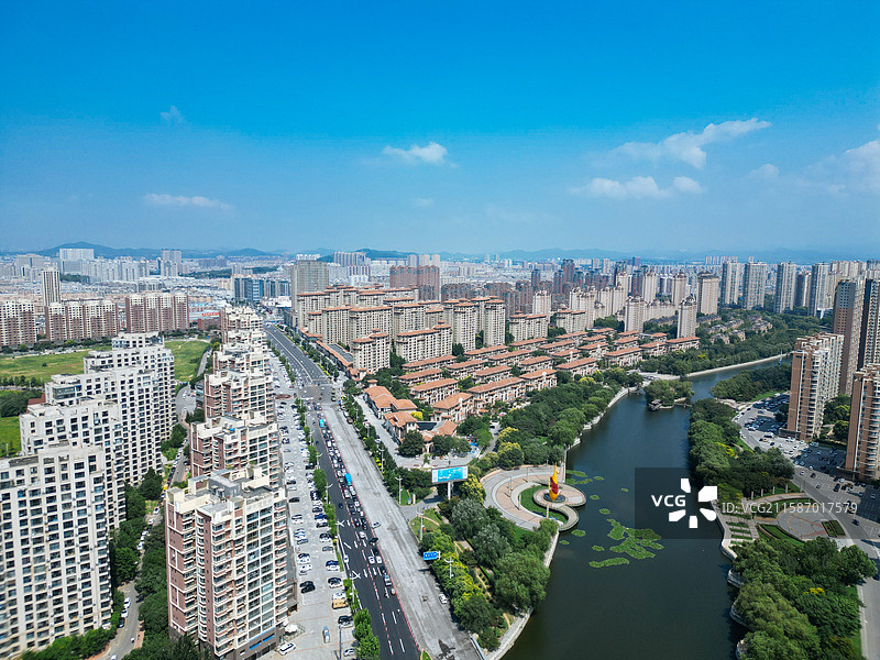 营口市 鲅鱼圈区 辽东湾 月亮湖 港口 航拍图片素材