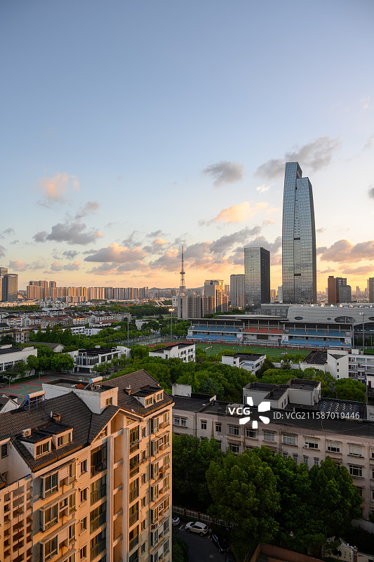 苏州市吴中区CBD日落全景图片素材