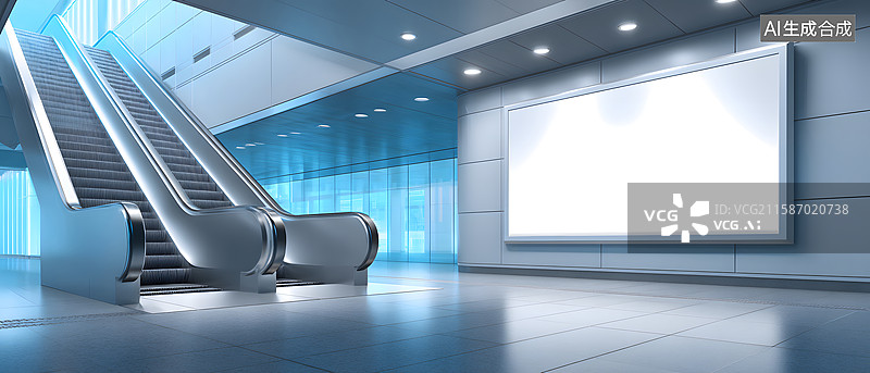 【AI数字艺术】现代地铁站极简建筑室内设计图片素材
