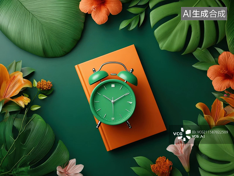 【AI数字艺术】热带宁静的闹钟图片素材