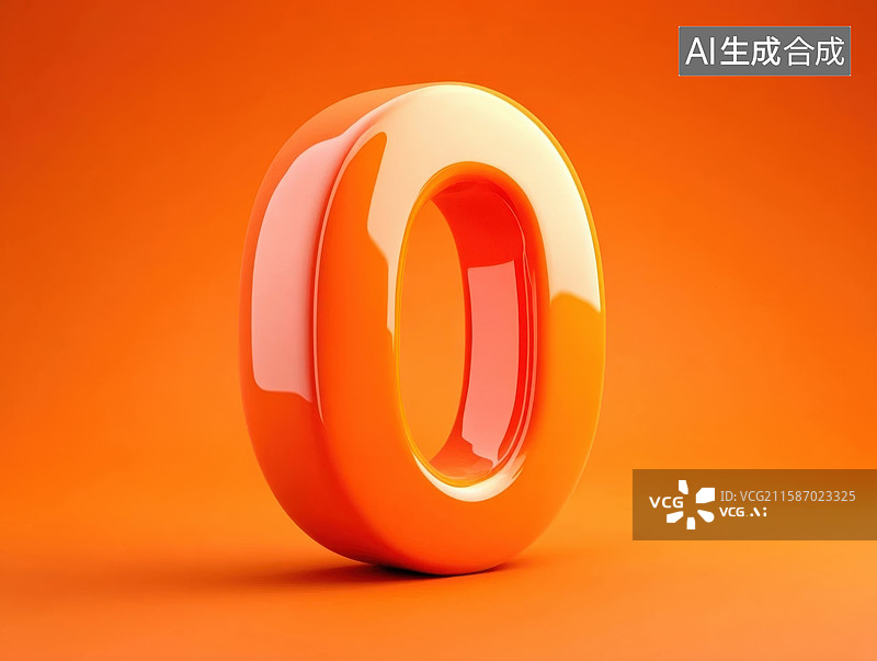 【AI数字艺术】橙色数字零设计图片素材