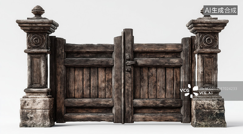 【AI数字艺术】木栅栏元素图片素材