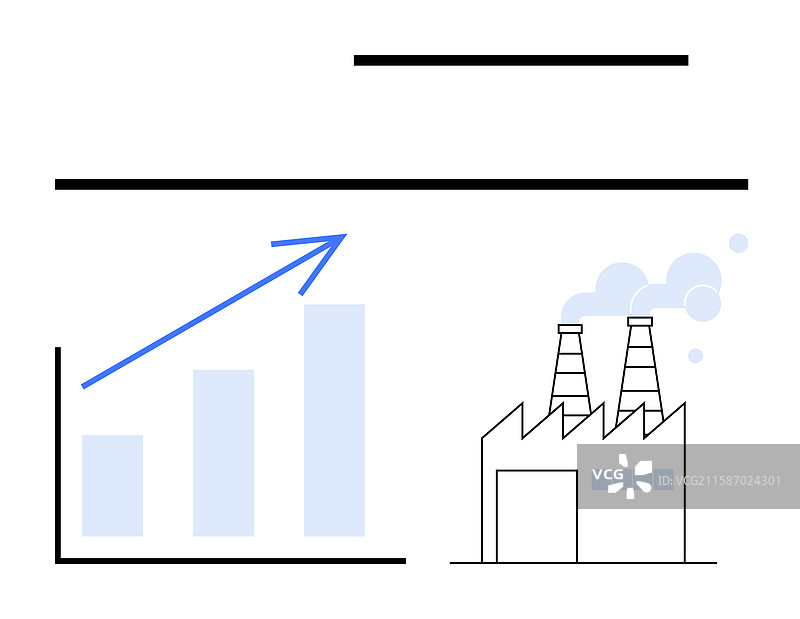 工厂增长通过上升的柱状图表示图片素材