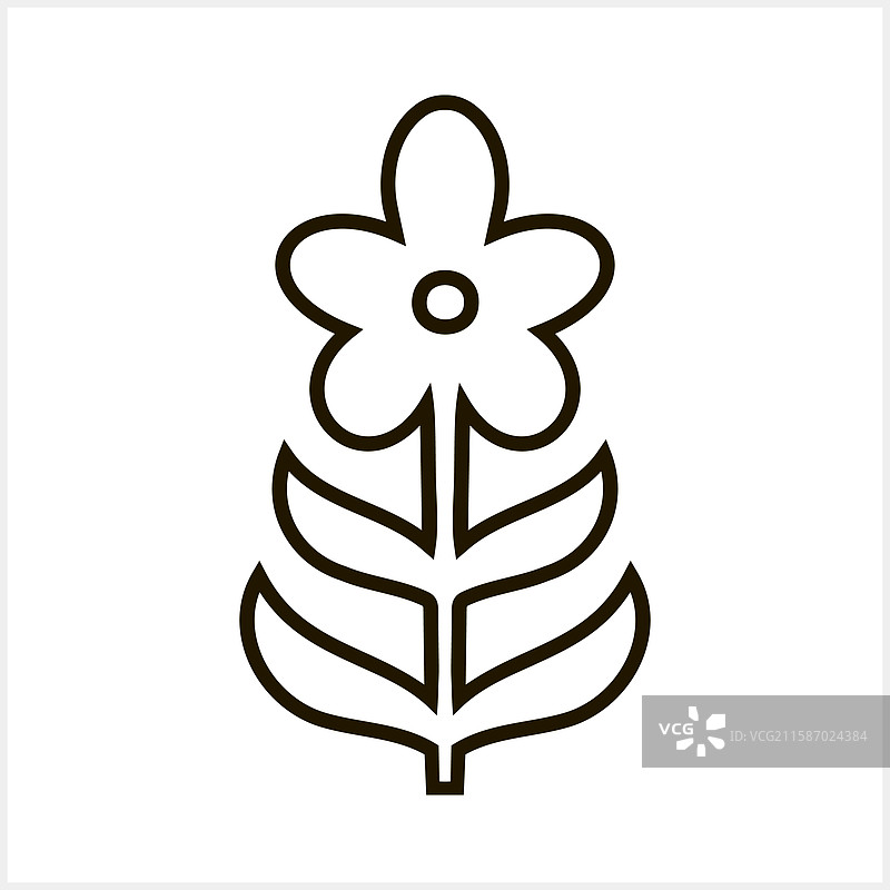 孤立的卡通花朵与叶子图标图片素材