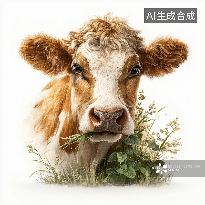 【AI数字艺术】奶牛牧场元素图片素材