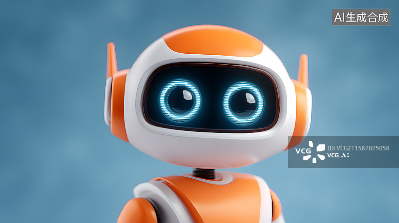 【AI数字艺术】可爱机器人面对镜头展现未来科技图片素材