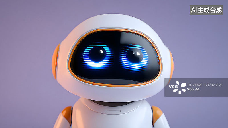 【AI数字艺术】可爱机器人面对镜头展现未来科技图片素材