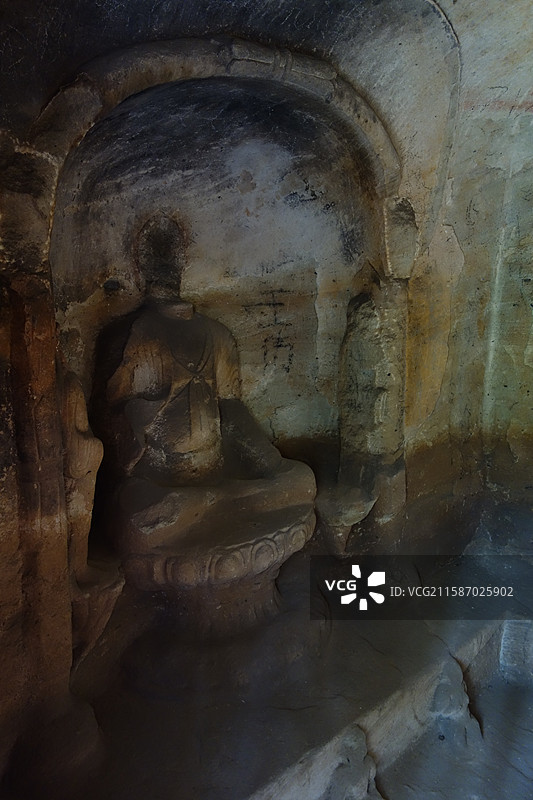 山西省太原市天龙山石窟：东峰石窟造像图片素材
