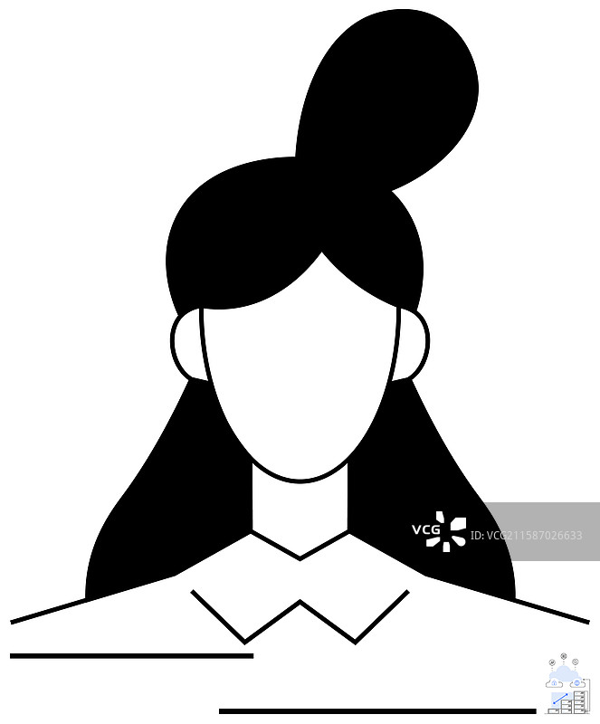 高发髻和领子的女性图片素材