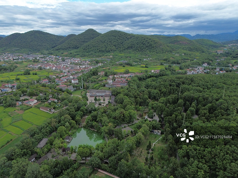 陕西省汉中市勉县定军山下武侯墓景区航拍诸葛亮孔明三国图片素材