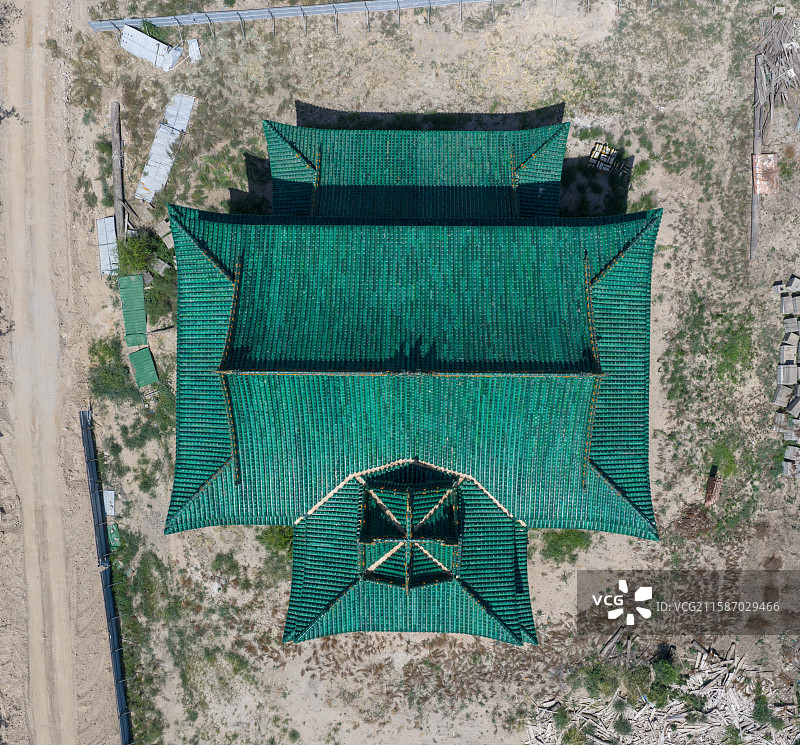 航拍山西吕梁孝义古城城隍庙主体建筑图片素材