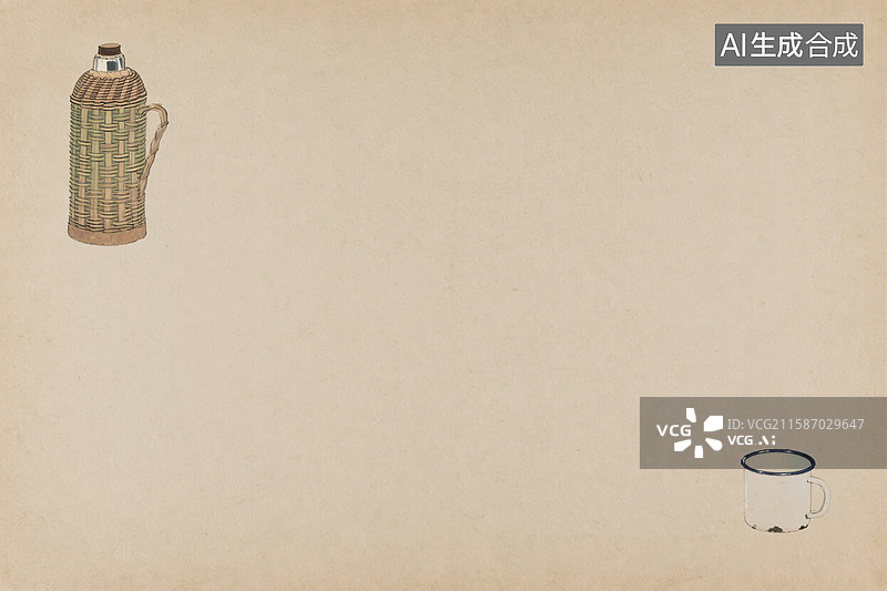 【AI数字艺术】牛皮纸上的老物件, 怀旧的时代感图片素材