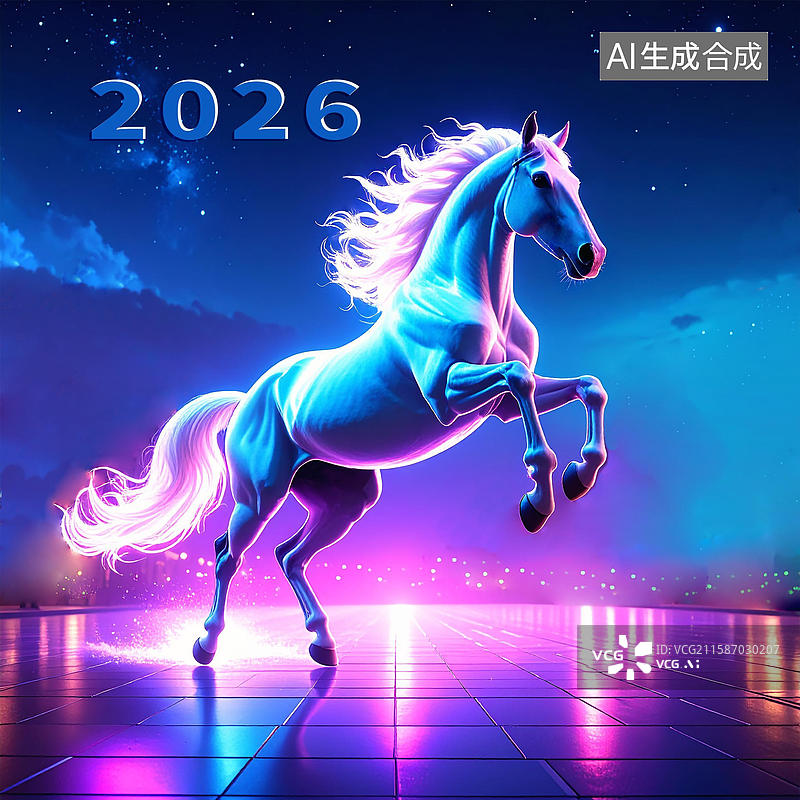 【AI数字艺术】马年新年插画图片素材
