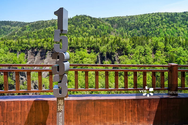 吉林长白山南坡景区鸭绿江大峡谷海拔1533标志图片素材