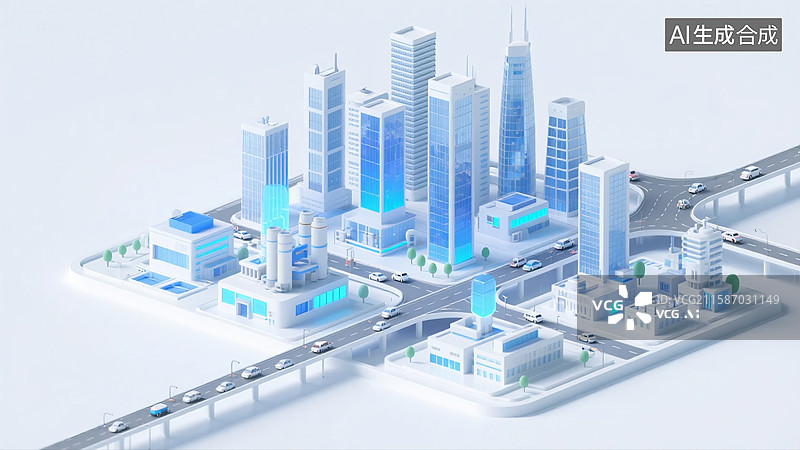 【AI数字艺术】3D 微缩城市模型图图片素材