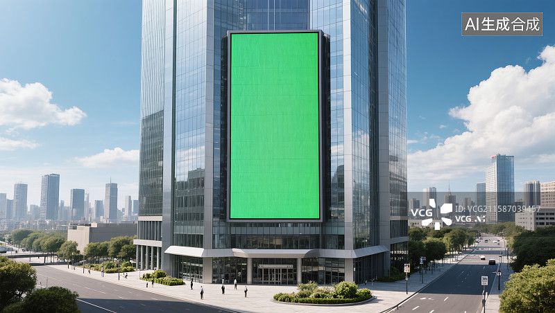 【AI数字艺术】城市街景绿幕广告图片素材