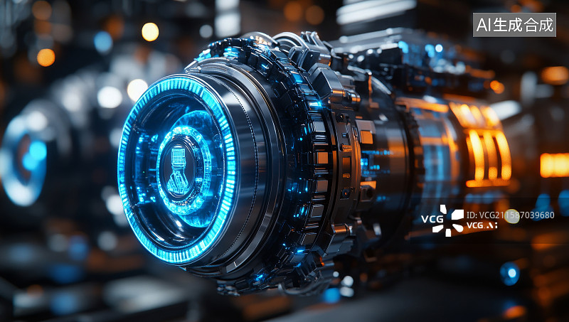 【AI数字艺术】未来科技感机械装置特写图片素材