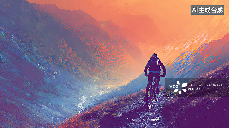 【AI数字艺术】山地自行车骑行者图片素材