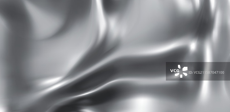 液态银色背景与抽象波浪图片素材