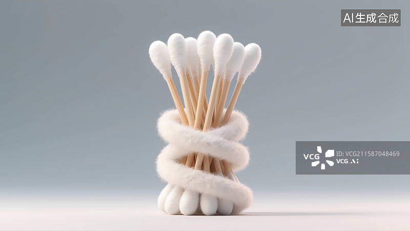 【AI数字艺术】毛毡风格个人护理医用棉签图片素材