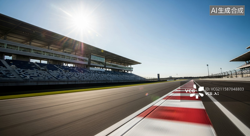 【AI数字艺术】阳光照耀下的赛车跑道图片素材