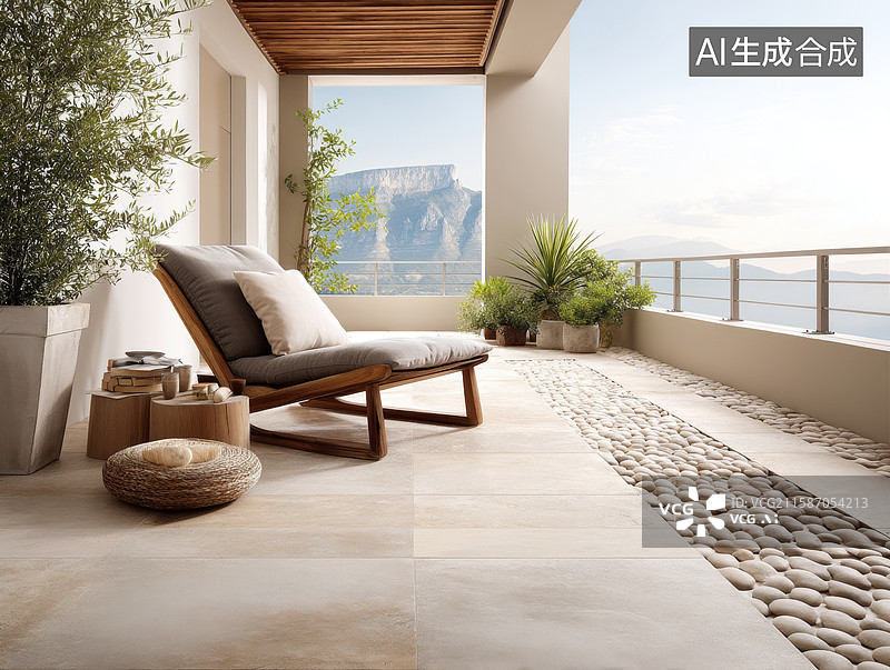 【AI数字艺术】阳台上的悠闲时光图片素材