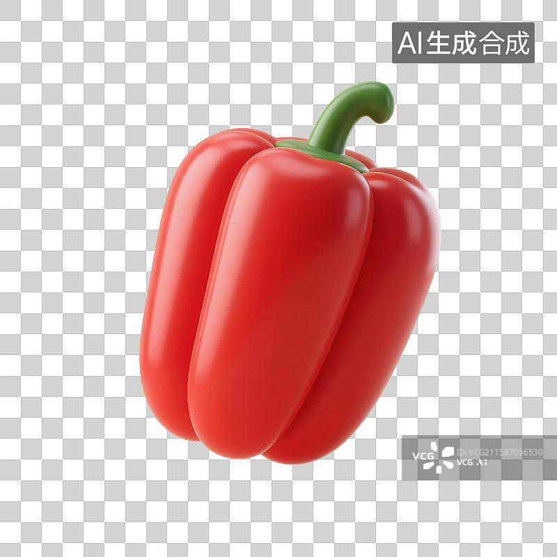 【AI数字艺术】3D渲染，膨胀充气风格，气球，辣椒，彩椒，蔬菜，免抠元素图片素材