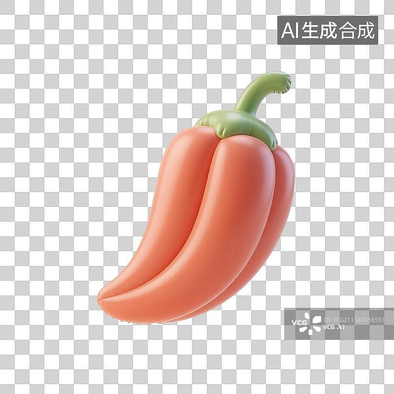 【AI数字艺术】3D渲染，膨胀充气风格，气球，辣椒，彩椒，蔬菜，免抠元素图片素材