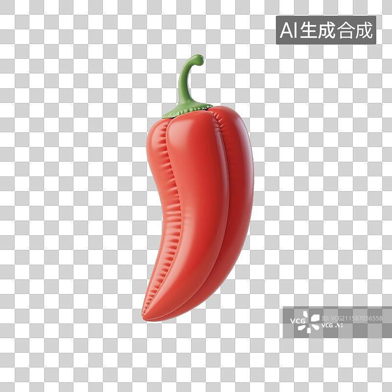 【AI数字艺术】3D渲染，膨胀充气风格，气球，辣椒，彩椒，蔬菜，免抠元素图片素材
