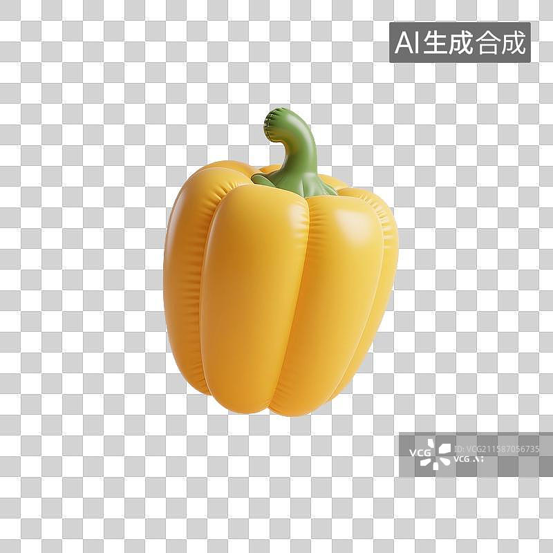 【AI数字艺术】3D渲染，膨胀充气风格，气球，辣椒，彩椒，蔬菜，免抠元素图片素材