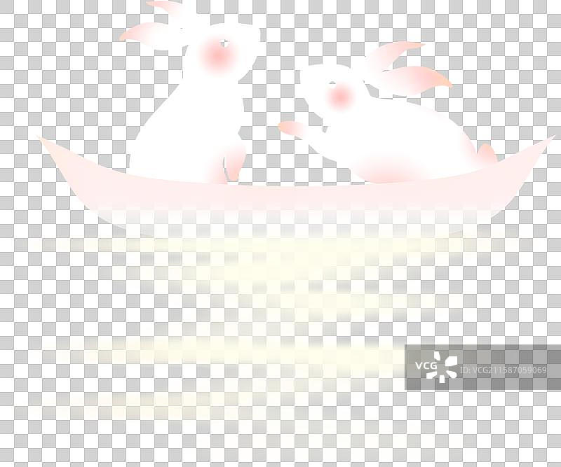 小兔坐船插画免抠元素图片素材