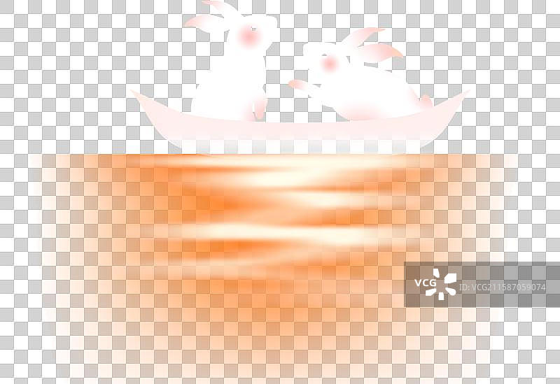 小兔坐船插画免抠元素图片素材