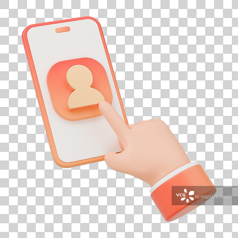 3D渲染卡通小手与手机和图标免抠元素图片素材