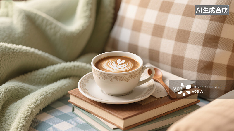 【AI数字艺术】一杯咖啡的温暖时光图片素材