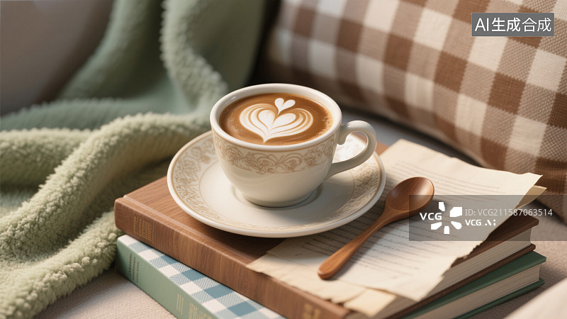 【AI数字艺术】一杯咖啡的温暖时光图片素材