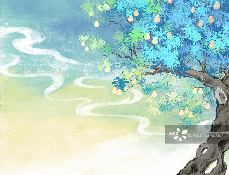 四大名著西游记之孙悟空偷吃人参果。图片素材