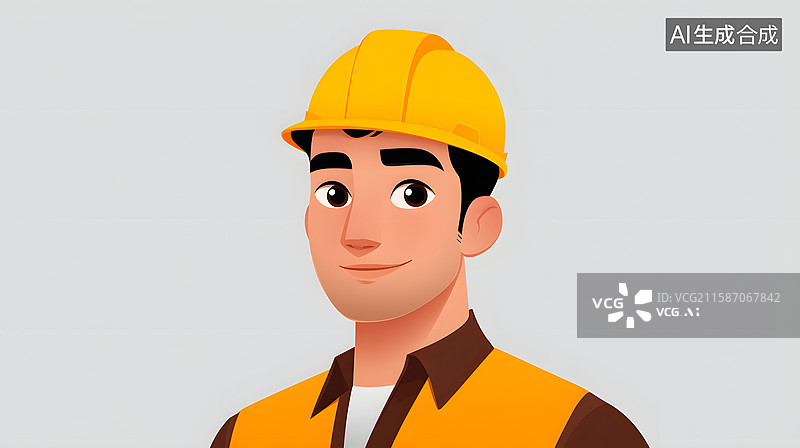 【AI数字艺术】年轻工人正面注视镜头图片素材