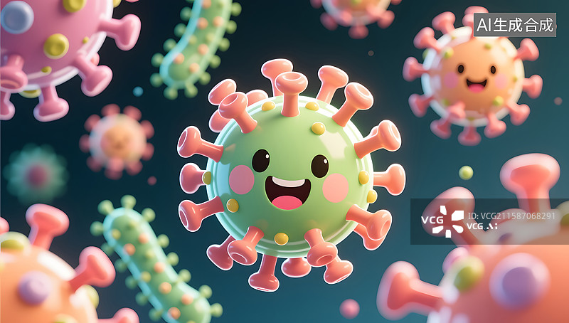 【AI数字艺术】医疗健康新冠病毒的3d渲染背景图片素材