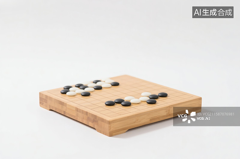 【AI数字艺术】白色背景，棋盘上的围棋图片素材