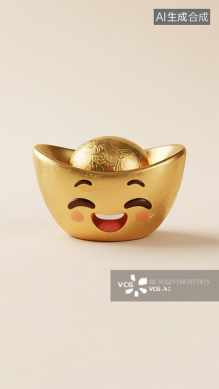 【AI数字艺术】金色招财金币表情图片素材