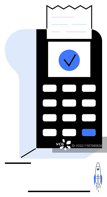 带收据的支付终端和已完成交易图片素材
