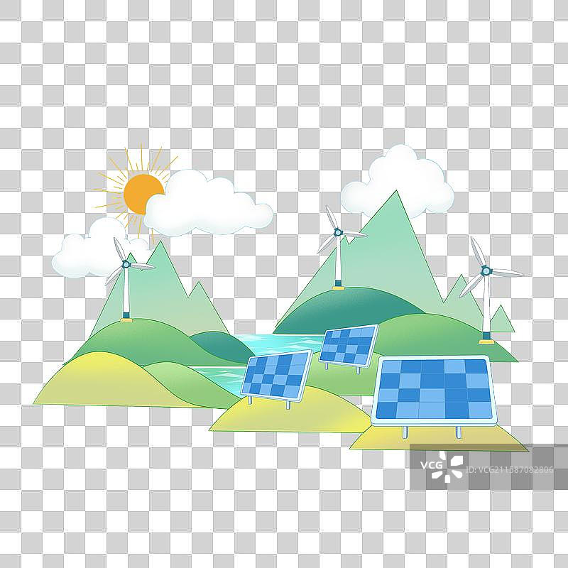 清洁能源太阳能发电插画图片素材
