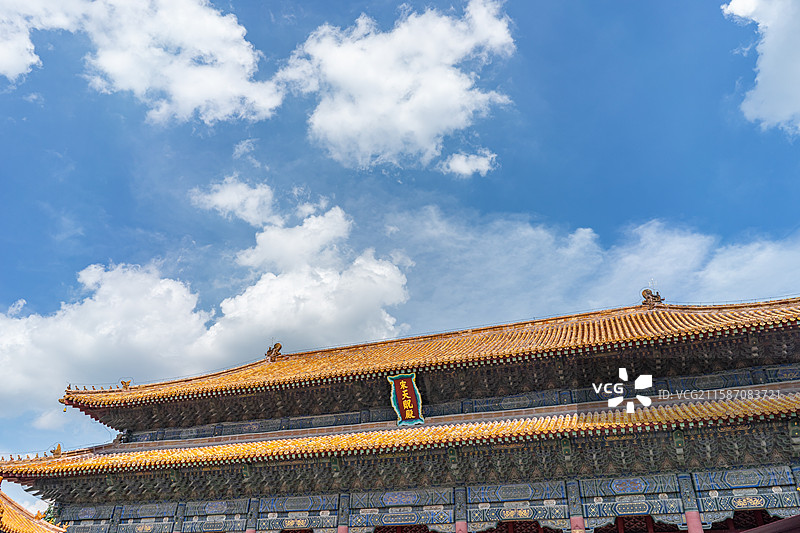 中国山东省泰安市国内著名景点泰山风景区，皇帝行宫岱庙行宫宋代天贶殿宫殿，户外白昼无人图像摄影图片素材