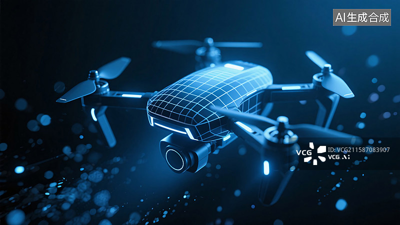 【AI数字艺术】飞行中的无人机模型背景图片素材