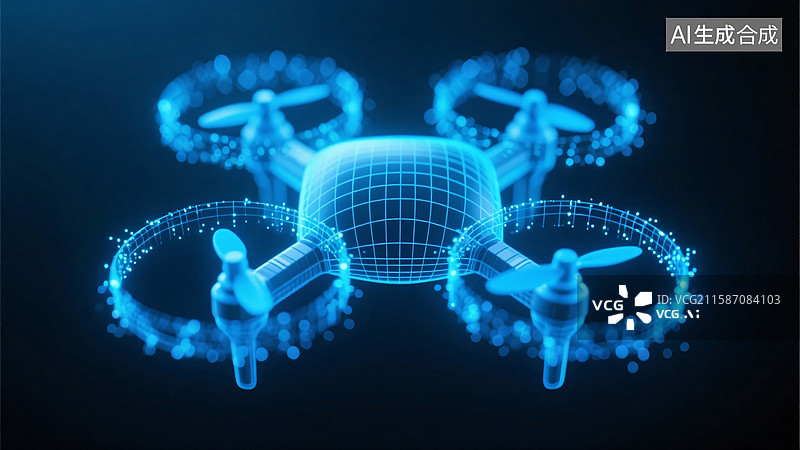 【AI数字艺术】全息图无人机背景图片素材