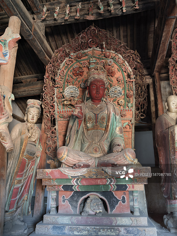 山西定襄洪福寺红脸文殊菩萨图片素材