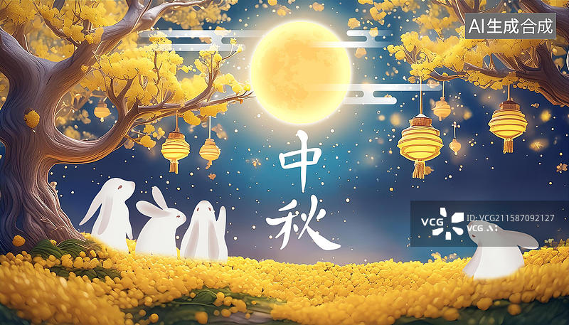 【AI数字艺术】传统节日中秋节节日海报图片素材